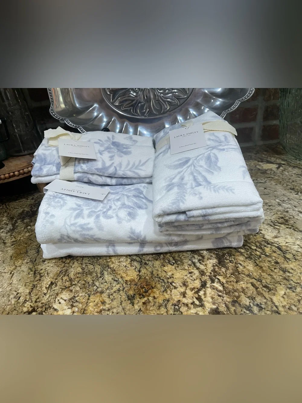 Laura Ashley Walled Garden Blue Towels Bundle - bath, hand & finger towels -NEW!